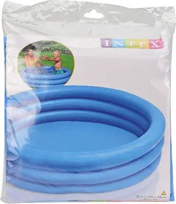 The product is shown in its packaging, with a circular inset image depicting children playing in a similar pool.