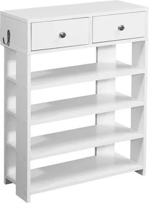 Produktbild von Weißer Schuhregal-Halbschrank mit 2 Schubladen, 60x79x24cm