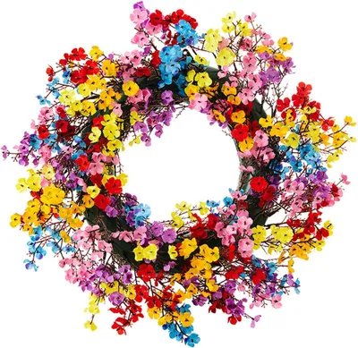 Produktbild von Frühlingskranz für die Haustür – 40,6 cm – Bunter Blumenkranz – Für Hochzeiten, Bauernhöfe, Landhäuser