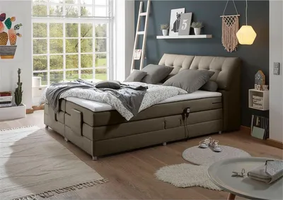 Produktbild von Boxspringbett Hotelbett Doppelbett, in stone, 180 x 200 cm, elektr. verstellbar CONCORD3M-09 mit VISCO-Topper, 7-Zonen-TFK-Matratze, H2