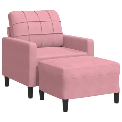 Immagine prodotto di vidaXL Poltrona con sgabello rosa 60 cm in velluto