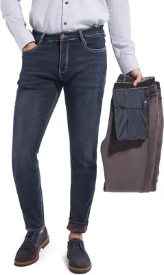 Produktbild von Herren Thermojeans Gefüttert Polar Bequem Dunkelblau 33W/32L