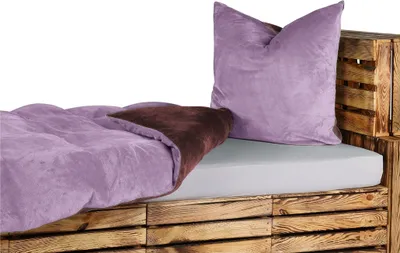 Produktbild von 2-teilig Uni Wende Bettwäsche-Set Bett Garnitur Bettbezug Übergröße Bezug 155x220 Kissenbezug 80x80 Nicky Teddy Plüsch Kaschmir Touch Mikrofaser NEU Soft Warm Weich Kuschelig Unifarben Flieder Bordeaux Lila