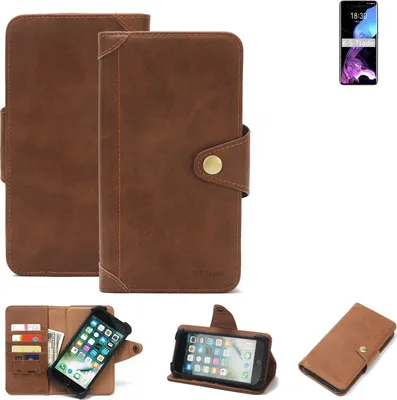Produktbild von K-S-Trade Handyhülle für Meizu 18 Schutz Hülle Walletcase Bookstyle Tasche Case Handytasche Wallet Flipcase Cover PolyurethanBraun (1x)