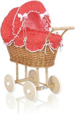 Produktbild von Puppenwagen aus Korbgeflecht, Korbwagen, ökologisches Weidenholz – robust und sicher für Mädchen