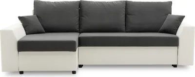 Produktbild von Ecksofa PAUL 1 PRO mit Schlaffunktion 200x140 cm, Eckcouch mit Bettkasten! Stoff  TRINITY 15 + REAL 17 DUNKELGRAU + WEISS
