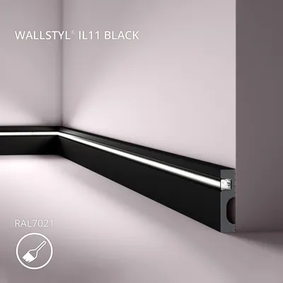 Produktbild von NMC IL11 BLACK WALLSTYL Sockelleiste bereits lackiert Indirekte Beleuchtung 2 m