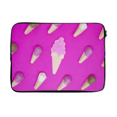 Produktbild von MuchoWow® Laptop Hülle 13 Zoll Eiscreme auf einem hellrosa Hintergrund Laptoptasche - Laptophülle - Sleeve - Rundumschutz