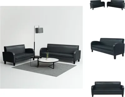 Zdjęcie produktu dla vidaXL 2-częściowa sofa ze sztucznej skóry czarna - Sofy