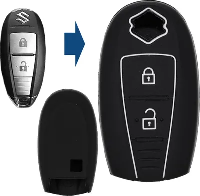 Produktbild von Auto Schlüssel Silikon Schutz Hülle Schwarz kompatibel mit Suzuki Swift Vitara Ignis Jimny Baleno SX4 2 Tasten KEYLESS SMARTKEY