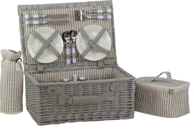 Produktbild von Picknickkorb weide grau 4 Personen Thermotasche 48x32 Höhe 22cm