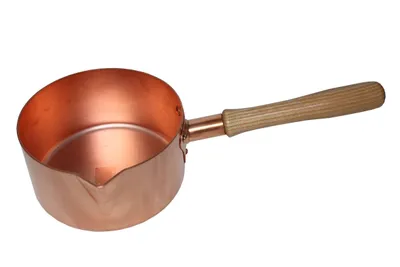 Produktbild von Zuckertopf Kasserolle Stieltopf mit Holzgriff Kupfer °18cm 2,5L Höhe 10cm Profi Qualität