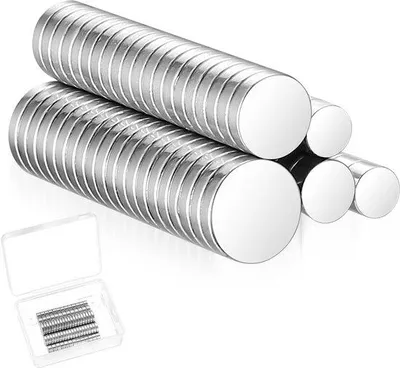 Produktbild von Neodym-Magnete, Extra Stark, Kleine Runde Magnete, 4 Größen: 5 x 3 mm, 6 x 3 mm, 8 x 2 mm, 10 x 2 mm, Silber, 80 Stück