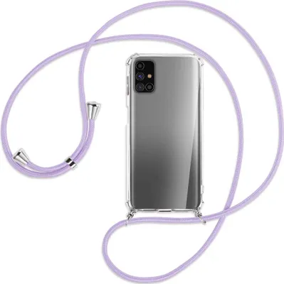 Produktbild von Handykette Backcover-Schutzhülle mit Band (Metall silberfarben) für Samsung Galaxy M31s - violett