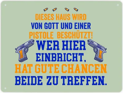 Produktbild von Hausbeschützer Metallschild XL in 21x28 cm mit Spruch in grün