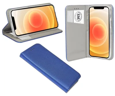 Produktbild von Buch Tasche Smart für iPhone 12 Mini Handy Hülle Etui Brieftasche Schutzhülle mit Standfunktion, Kartenfach Blau