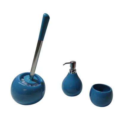 Produktbild von 3tlg Set Bad Accessoires WC-Bürste Seifenspender Zahnputzbecher Coppa Aquarius