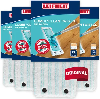 Produktbild von Leifheit Wischbezug Ersatz Bezug CLEAN TWIST XL/Combi XL micro duo 4er Set