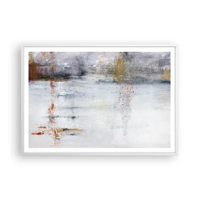 Produktbild von Gerahmtes Poster - Weißer Rahmen - Abstraktion weiß verschwommen - 100x70 cm - Wand Bild - Wanddeko - Wandbilder - Kunstposter - Wandposter - Bilderrahmen - Bilder - Kunstdruck - P2WAA100x70-4535