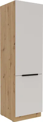 Produktbild von Küchen Hochschrank 60 cm SOLANO Kaschmir beige + Eiche Artisan matt Küchenzeile Küchenblock Küche