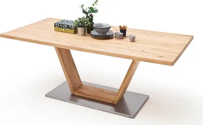 Produktbild von Esstisch Greta mit V-Fuß | Balkeneiche massiv | 180 x 90 cm