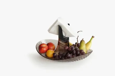 Image de Porte-serviettes Granata Perica, noir – Bol à fruits multifonctionnel en polycarbonate transparent, bougeoir, présentoir décoratif et élément de décoration moderne pour la table