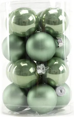 Produktbild von TrendLine Weihnachtskugeln aus Glas Ø 3,5 cm salbeigrün 16 Stück