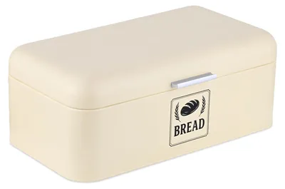 Brotkasten aus Metall, beige, 17x42x24 cm, mit Deckel und Griff