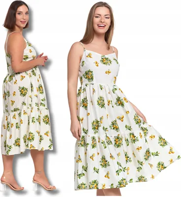 Produktbild von Sommerkleid - Damenkleid Größe XL - Midikleid weiß - Baumwollkleid - Trägerkleid