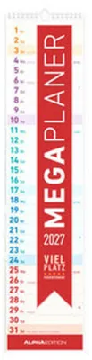 Produktbild von Neumann Kalender Megaplaner 2027, 14,5 x 64 cm, Streifenformat, Ferientermine DE/AT/CH, Ringbindung