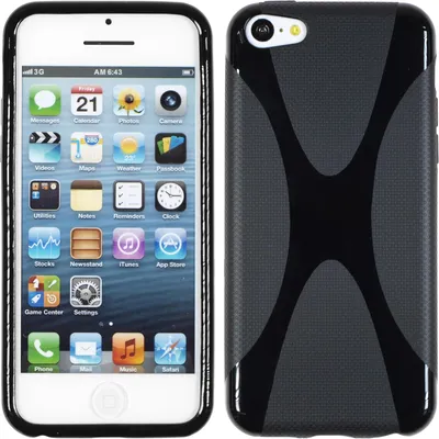 Produktbild von PhoneNatic Case kompatibel mit Apple iPhone 5c - schwarz Silikon Hülle X-Style + 2 Schutzfolien
