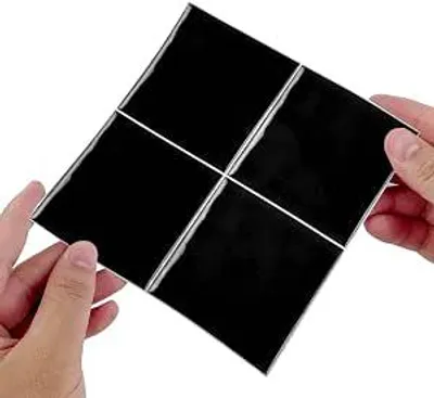Image de Autocollants décoratifs pour carrelage, 15 pièces, noir, 15 x 15 cm, adhésifs, pour cuisine et salle de bain