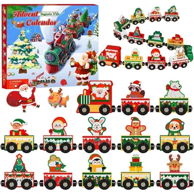 Immagine prodotto di Calendario dell'Avvento, trenino di Natale 2025, trenino magnetico in legno, 24 giorni