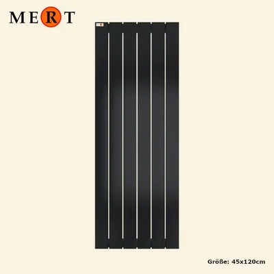 Produktbild von Design-Badheizkörper TEO Schwarz matt 450 x 1200 mm – Handtuchheizkörper mit Mittelanschluss, 599 Watt, ohne Heizstab