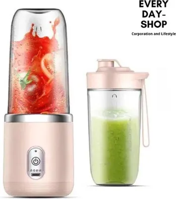 Immagine prodotto di Frullatore elettrico portatile - Ricaricabile - 400 ml - Colore rosa - Frullatore manuale in cotone per frutta