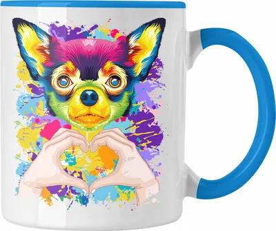 Produktbild von Trendation - Chihuahua Besitzer Farbe Love Tasse Geschenk Lustiger Spruch Geschenkidee Chihuahua Besitzerin (Blau)
