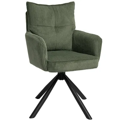Obrázek produktu pro Jídelní židle Duhome s područkami, otočná, z kordového sametu, otočná o 360°, židle k toaletnímu stolku, počítačová židle do jídelny, obývacího pokoje a kuchyně, zelená