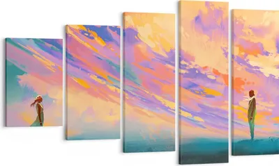 Produktbild von Bild auf Leinwand - Leinwandbild - Menschen Wiese Natur - 100x60cm - Wand Bild - Wanddeko - Leinwanddruck - Bilder - Kunstdruck - Wanddekoration - Leinwand bilder - Wandkunst - EG100x60-3845