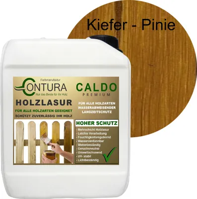 Produktbild von 2,5Liter - Holzlasur Dickschichtlasur Set + Pinsel 2in1 Dauerschutzlasur Holzschutz Lasur - 07 Kiefer - Pinie