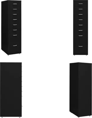 Immagine prodotto di vidaXL Armadio per archiviazione con rotelle nero 28x41x109 cm in metallo - Armadio per ufficio - Armadio per ufficio - Armadio per archiviazione - Armadi per archiviazione