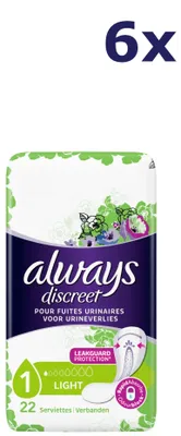 Produktbild von 6x Always Discreet – Binden bei leichtem Harnverlust, 22 Stück