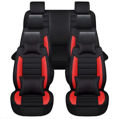 Produktbild von Autositzbezüge Set 7-Sitzer Universal – Vollschutz für Vorder- & Rücksitze – Luxus Rot Kunstleder Auto
