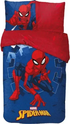 Produktbild von Unyqoos® Marvel Spiderman Bettwäsche – Bettbezug 140x200 cm, 100% Baumwolle, Einzelsize mit Kissenbezug 63x63 cm, beidseitig bedruckt