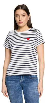 Produktbild von Cartoon Damen Kurzarm-Shirt mit Rundhalsausschnitt 36, Weiß/Dunkelblau