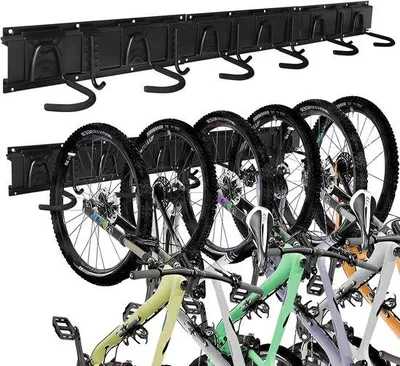 Produktbild von Famanu Fahrradhalterung für 6 Fahrräder und 5 Helme - Verstellbar, Wandmontage, Schwarz