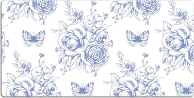 Produktbild von Schreibtischmatte Tischunterlage 120x60 cm Mauspad - Schmetterlinge und Blumen