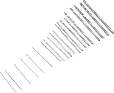 Image de Jeu de 20 mini-forets hélicoïdaux HSS (0,3 mm à 1,6 mm) avec coffret, pour le bois et le plastique