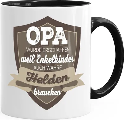 Produktbild von Kaffee-Tasse Opa wurde geschaffen weil Enkelkinder auch wahre Helden brauchen Spruch Geschenk-Tasse MoonWorks® schwarz unisize