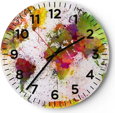 Produktbild von Wanduhr - Rund - Glasuhr - Karte Welt modern - 30x30cm - Schleichendes Uhrwerk - Lautlos - zum Aufhängen bereit - Dekoration Modern - Wanddekoration aus Glas - C4AR30x30-3701