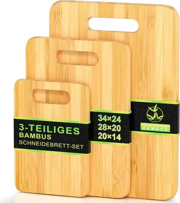 Produktbild von EXABANG Bambus Schneidebrett Set 3er Holz Küchenbretter